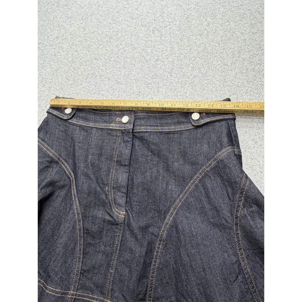 Pilcro Skirt Womens 14 Blue Denim Skater Mini Button Zip Stretch High Waist - Picture 4 of 12